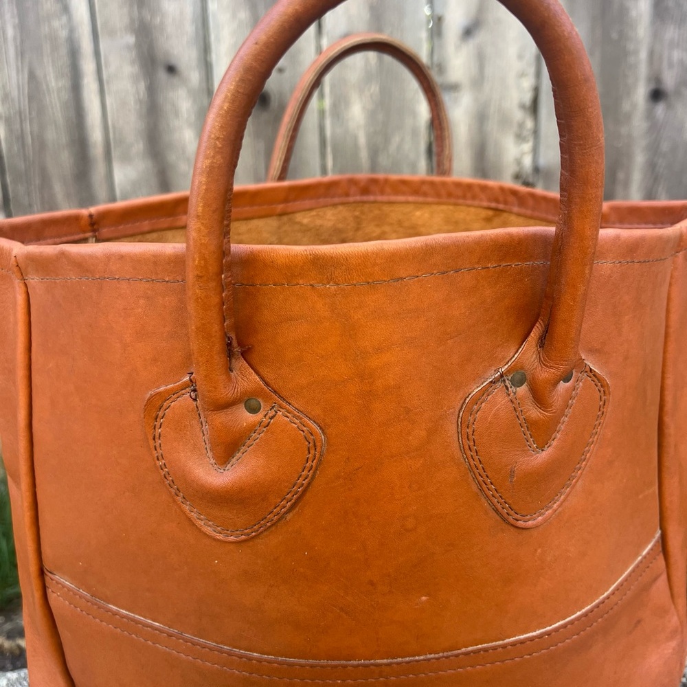 Rare Vintage LL Bean 70s Leather Carryall Bag Tote - Picture 14 of 14